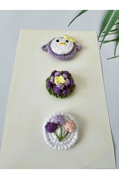 Hand Mother's Since 2024 Hairless Baby Hairpin Set of 3 Mixed Purple Handmade...