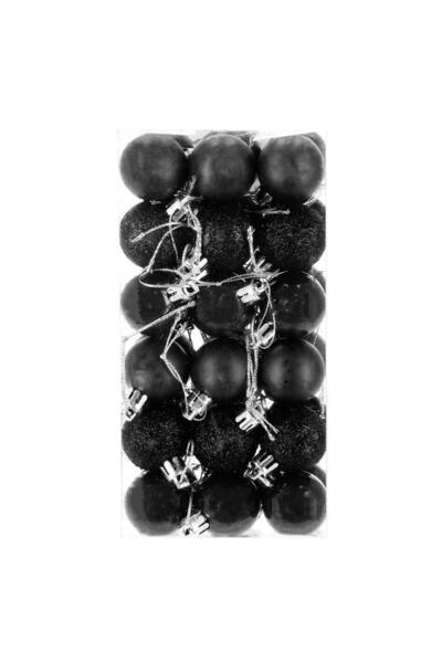 Mandalin , Set globuri de Craciun, 36 bucati, 3 modele, 3cm, negru
