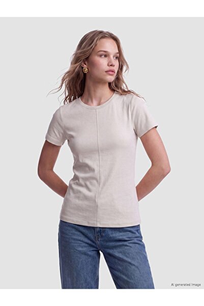 LC Waikiki Lcw Vision Beige Soft Touch Peplum Blouse