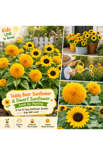 Bloom & Sow Seed خليط بذور عباد الشمس تيدي بير دوارف - أصناف تيدي بير ذات الز...
