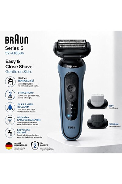 Braun Series 5 Elektrikli Tıraş Makinesi, Islak ve Kuru, Hassas Düzeltici, Vü...