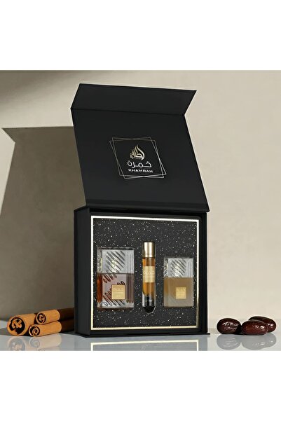 lattafa Khamrah Unisex Σετ Δώρου με άρωμα EDP, Σπρέι Ταξιδίου & Μιστ Μαλλιών