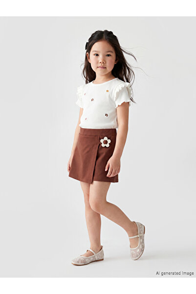 LC Waikiki Lcw Kids Ecru Embroidered Girls' Set