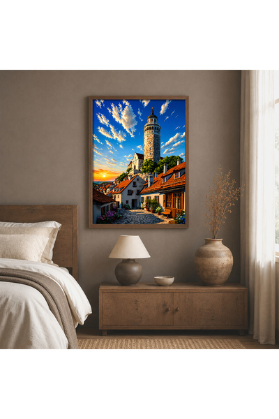 alphobitasarım Cerul peste acoperișurile de țiglă - Pictură decorativă de perete