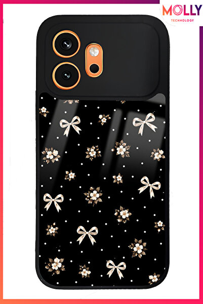 Molly HONOR 600 İçin Siyah Buket ve Kurdele Desenli Glossy Silikon Kılıf