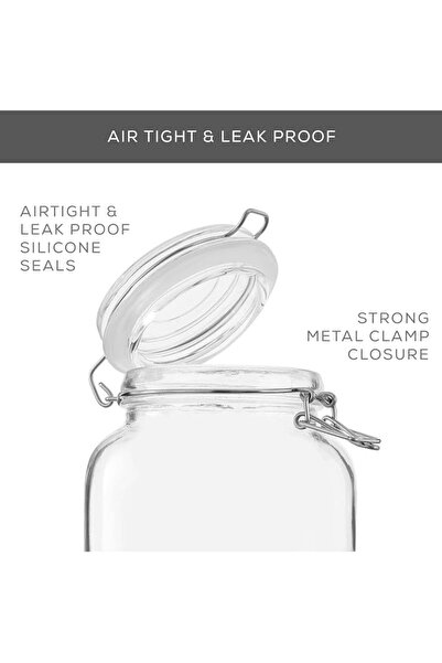 Generic Airtight Glass Jars with Lids Set of 3. 32oz Glass Jars with Lid and ...