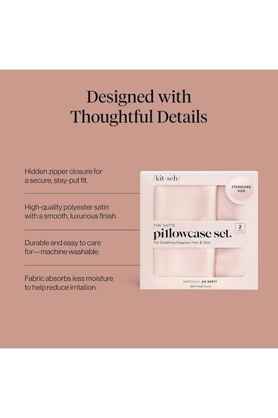 Kitsch Satin Pillowcase for Hair & Skin - Softer Than Silk Pillowcase for Hai...