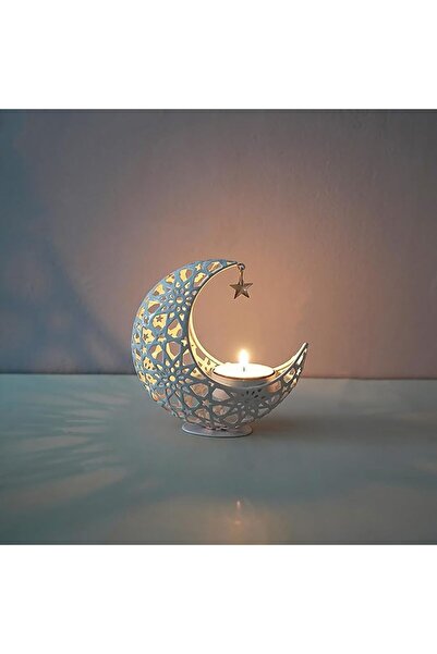 Generic حامل شموع لتزيين رمضان، مصباح طاولة رمضاني ذهبي دافئ، زينة رمضان، أضو...