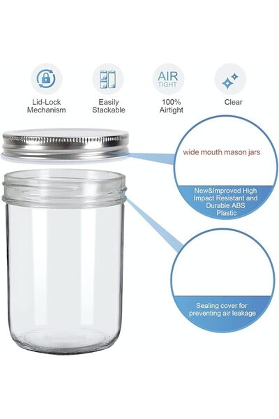 Home Zone 12-Pack 8 oz Mason Jars with Lids, Wide Mouth Leak-Proof Airtight L...