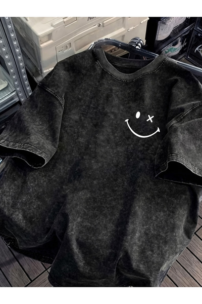 HOFFNUNG Unisex Oversize Vintage Washed Street Style Μόδα του δρόμου Βαμβακερ...