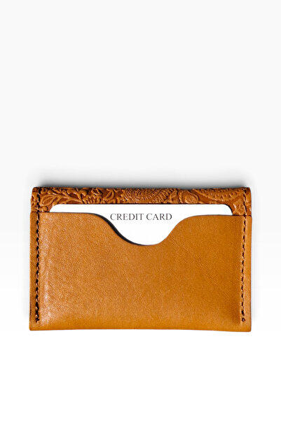 MAT Deri Genuine Leather Card Holder with Shawl Pattern, Minimal Size, Men's ...