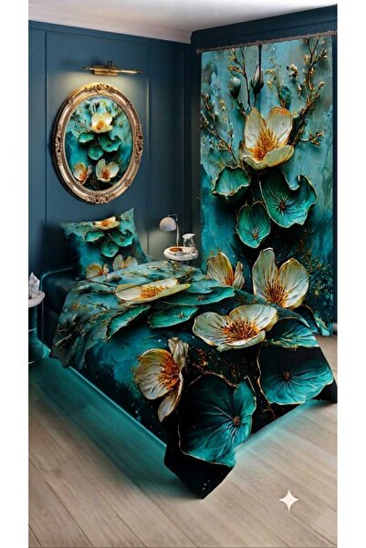 Elmas Dizayn 280*240 Cm. Special Design Single Bedding Set with Background Cu...