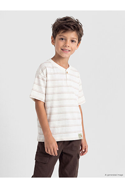 LC Waikiki Two Mt Shop Quality Buttoned Collar Boys' T-Shirt