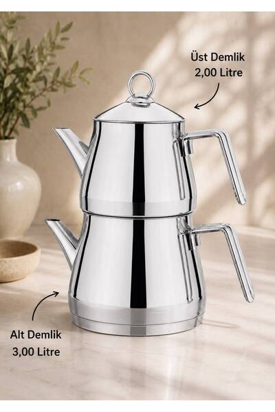 HAZARPAZAR Elegance Maxi Boy Çaydanlık Üst Demlik 2,00 L Alt Çaydanlık 3,00 L...