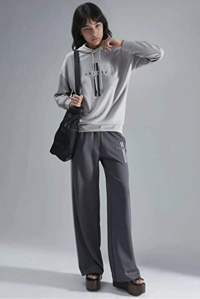 fiolin Soft Touch Modal Fabric Hooded Tracksuit Set with Print Detail