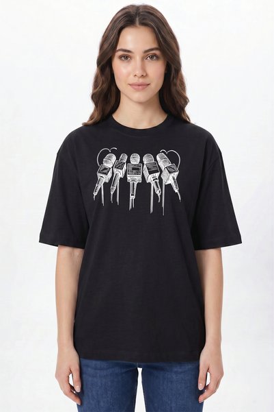 giftcrea Podcast and Microphone Printed T-Shirt - 100% Cotton Unisex Crew Neck T-Shirt