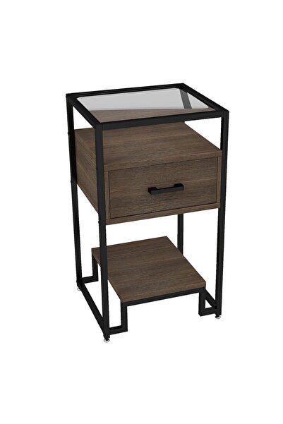 Garvee 1 Tempered Glass, Steel, and Melamine Board Raised Bottom High Edge Ta...