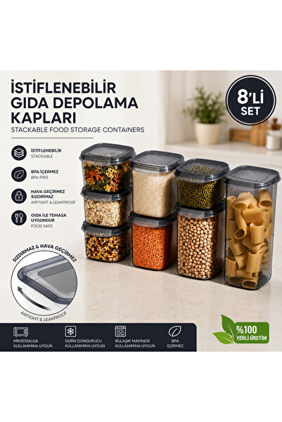 EVİNCE 8'li Erzak Saklama Kabı Seti ⭐