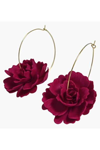 OEM Hoop earrings with flowers - peony - 3D handmade, stainless steel