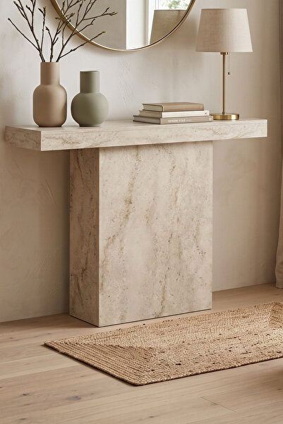 Skandi homeworks MATERA Dresuar 110 cm Modern Mermer Desenli Antre, Salon, Hol ve Koridor Konsol Masası