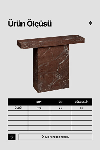 Skandi homeworks MATERA Dresuar 110 cm Modern Mermer Desenli Antre, Salon, Hol ve Koridor Konsol Masası