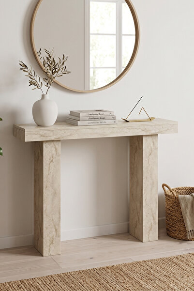 Skandi homeworks ASTER Dresuar 110 cm Modern Mermer Desenli Antre, Salon ve Hol Konsol Masası