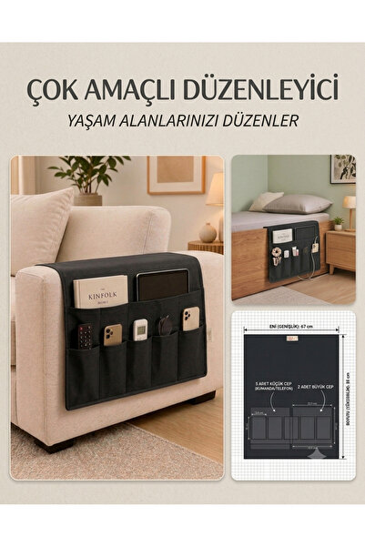 Life Line Multi-Purpose Gabardine Sofa Edge Bedside Organizer Non-Slip Washab...