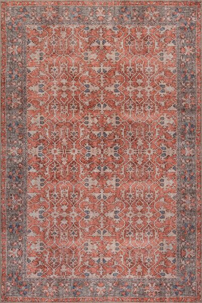 ARTLOOP Relic Kiremit Vintage Etnik Desenli Dokuma Tabanlı Şönil Halı AL 564