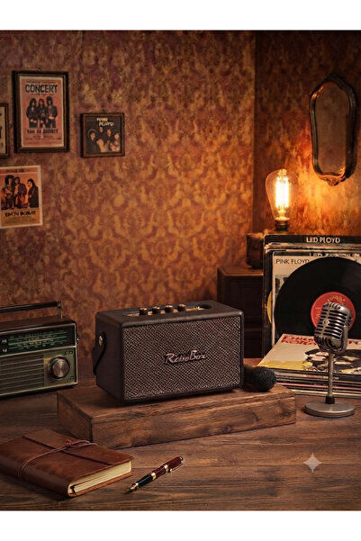 ACL Aura Akse Retro Bluetooth Müzik Kutusu ve Kablosuz Mikrofonlu 100W Vintag...