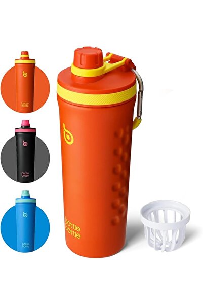 Bottle زجاجة شاكر معزولة سعة 26 أونصة للرجال والنساء، زجاجة شاكر للبروتين B