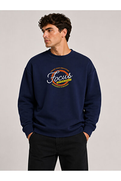 herkesemoda Focus Printed Crew Neck 2 Thread Sweatshirt