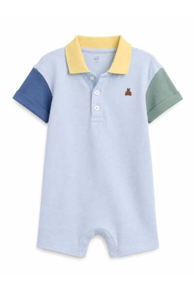 GAP Kids Gap Baby Boy Polo Collar Jumpsuit 0 Months 12 Months Baby Blue
