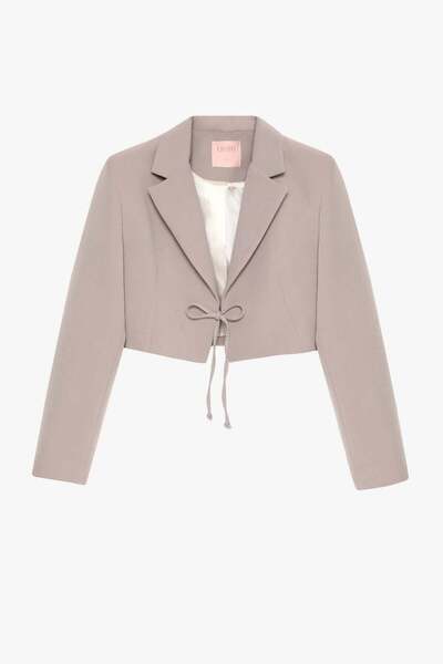 Quzu Tie-Front Crop Jacket Gray
