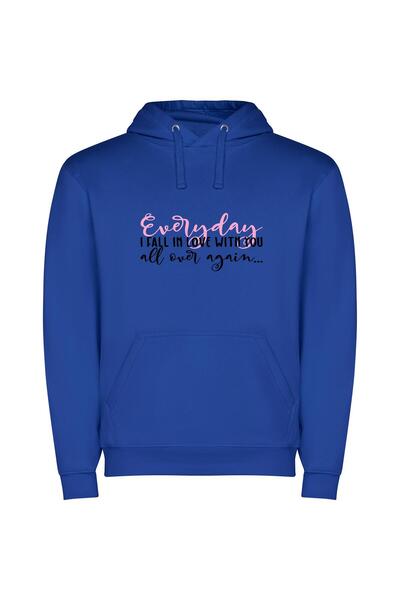 iLovePrints Elegant Pink Ink Aesthetic Φούτερ με κουκούλα σε χρώμα Μπλε