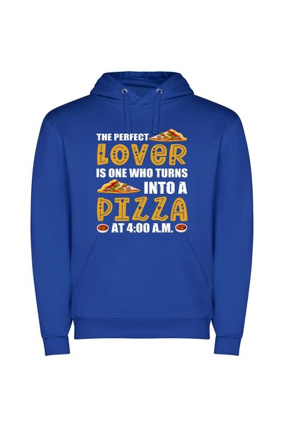 iLovePrints Pizza Love: Always Shared Φούτερ με κουκούλα σε χρώμα Μπλε