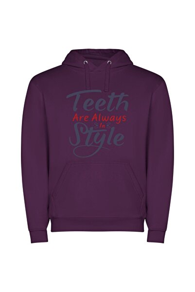 iLovePrints Charming Smiles: Timeless Style Φούτερ με κουκούλα σε χρώμα Μωβ