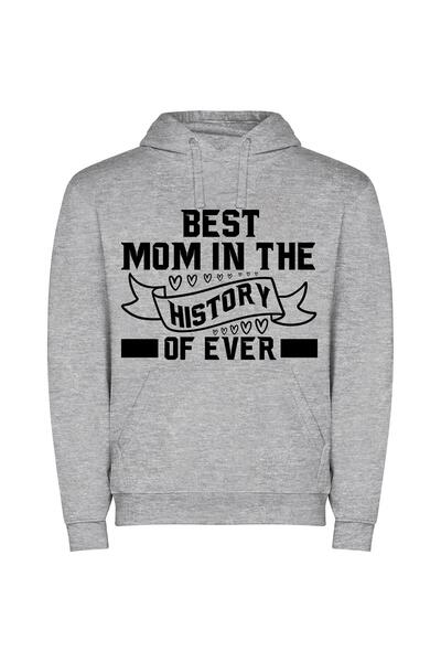 iLovePrints Unmatched Supermom in History Φούτερ με κουκούλα σε χρώμα Γκρι