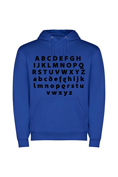 iLovePrints Bold Contrast Typography Showcase Φούτερ με κουκούλα σε χρώμα Μπλε