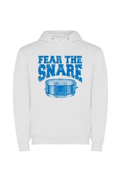 iLovePrints Blue Drum Sketch Φούτερ με κουκούλα σε χρώμα Λευκό