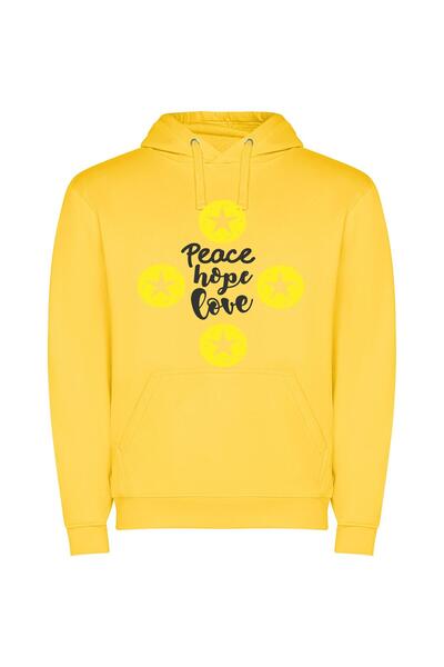 iLovePrints Celestial Peace and Love Φούτερ με κουκούλα σε χρώμα Κίτρινο