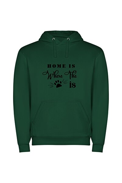 iLovePrints Paws at Home Φούτερ με κουκούλα σε χρώμα Πράσινο