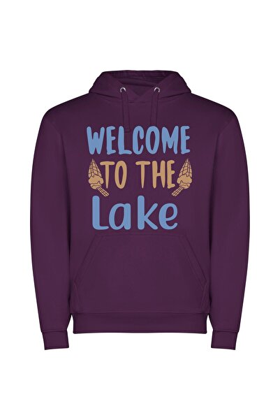 iLovePrints Lakeside Charm: A Detailed Welcome Φούτερ με κουκούλα σε χρώμα Μωβ