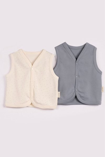 VAUVA 2-Piece Baby Vest Set 100% Cotton Soft Textured with Snap Fasteners for...