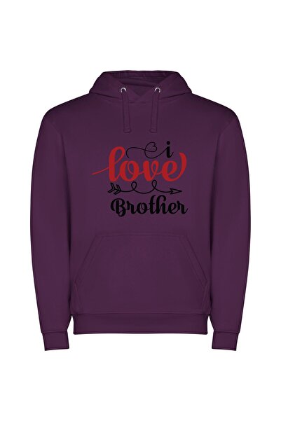 iLovePrints Fraternal Love: Red & Black Φούτερ με κουκούλα σε χρώμα Μωβ