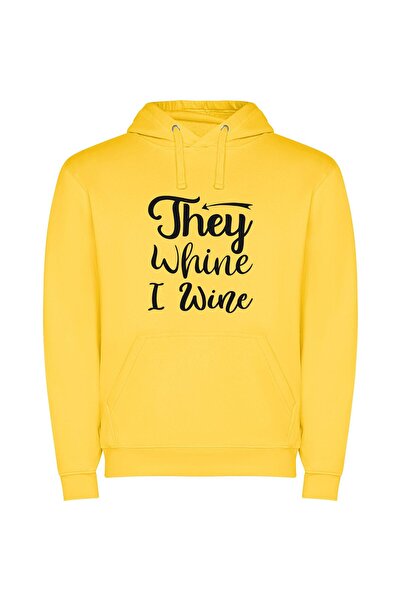 iLovePrints Wine Whine's Black Label Φούτερ με κουκούλα σε χρώμα Κίτρινο