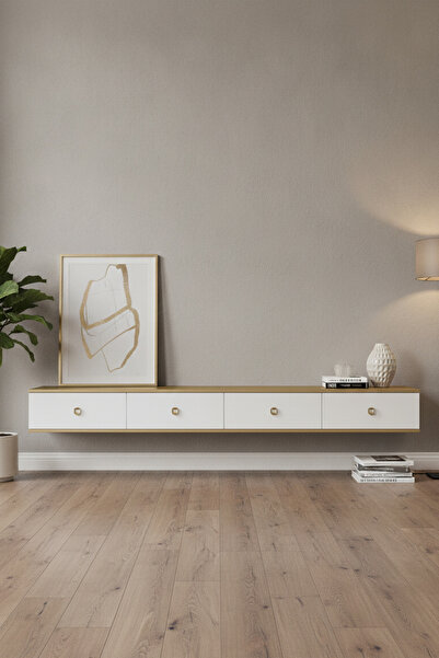 zetuna home TDA2401DBG ZUZU DOUBLE DUVARA MONTAJ TV STAND SAFİRMEŞE - BEYAZ -...