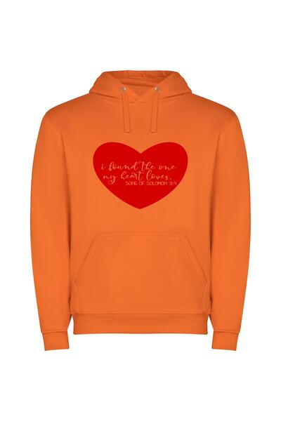 iLovePrints Love's Red Heartbeat Φούτερ με κουκούλα σε χρώμα Πορτοκαλί