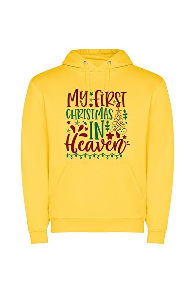 iLovePrints Heavenly Christmas Greetings Φούτερ με κουκούλα σε χρώμα Κίτρινο