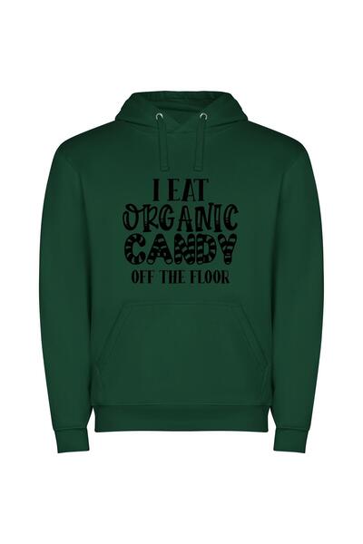 iLovePrints Candy Art: Organic Graphic Φούτερ με κουκούλα σε χρώμα Πράσινο