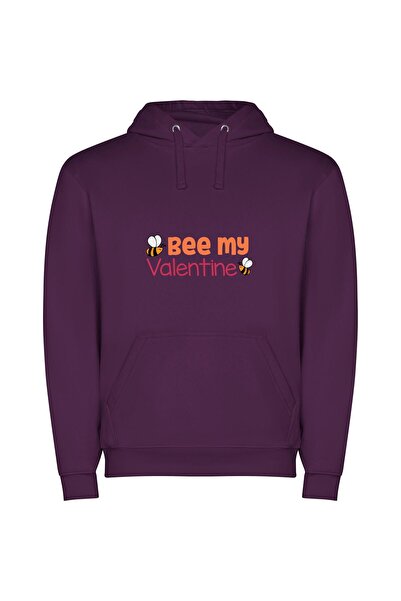 iLovePrints Beeing Love in February Φούτερ με κουκούλα σε χρώμα Μωβ